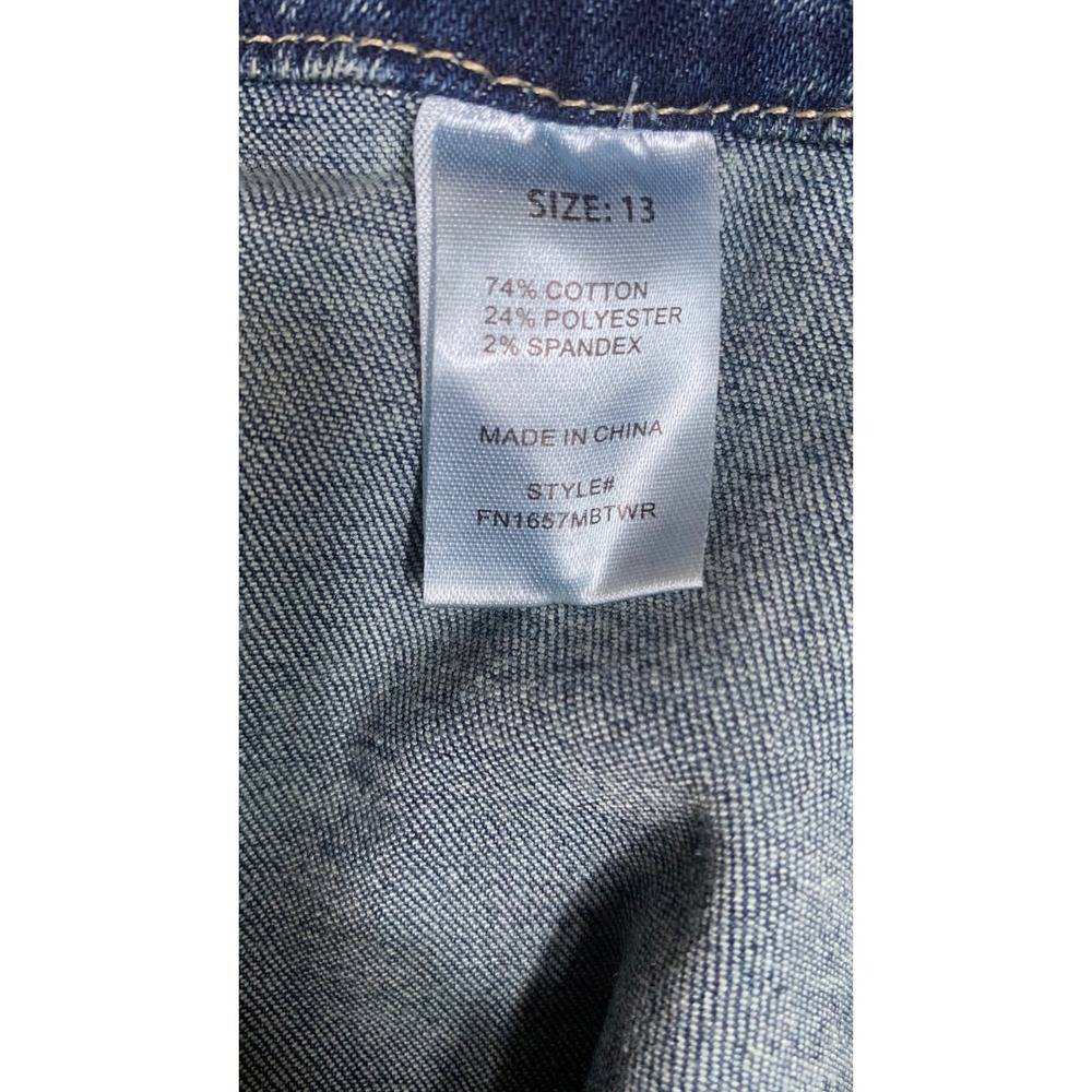 Fashion Nova Ayami Embellished Tinted Bootcut Jeans Vintage Wash Studded Size 13 - Picture 7 of 10